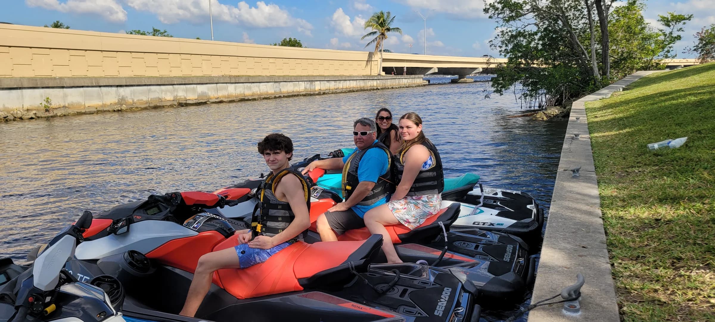 Family enjoying jet skis in Southwest Florida